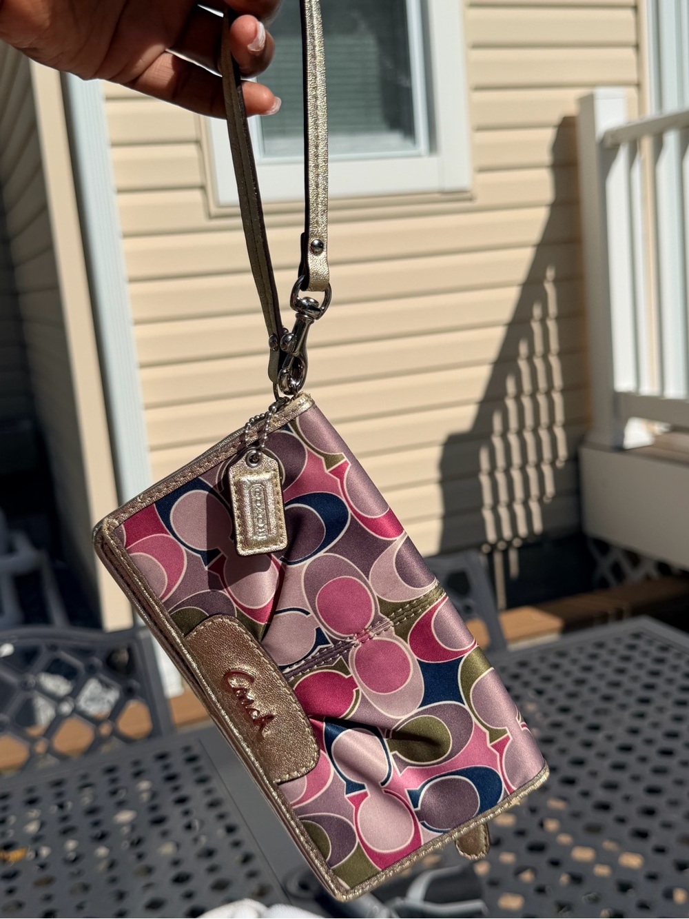 Coach Multicolor Signature Wallet/ Wristlet with Metallic Trim